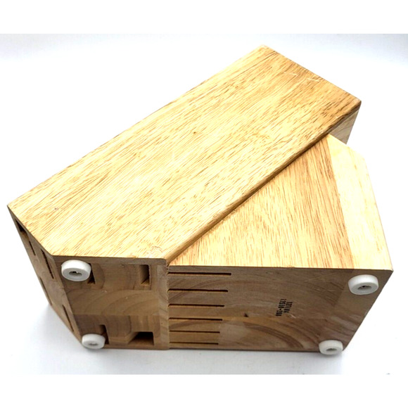 JA HENCKELS Wood Knife Block 14 Slot Kitchen Block Only 8.5x9.5x5.5" - Picture 8 of 11